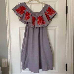 Dusty Purple off the shoulder embroidered dress